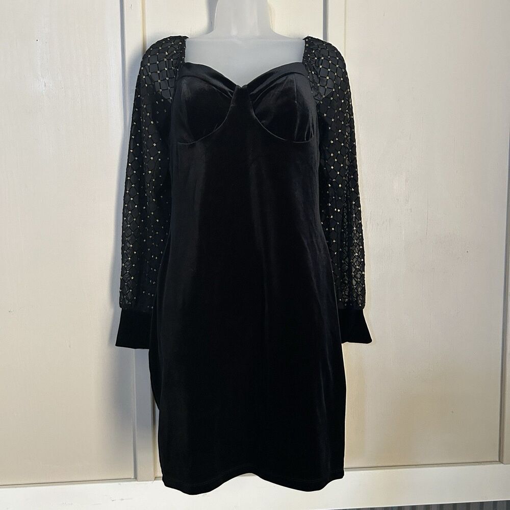 Lily Rose Womens Dress Large Coquette Vamp Fairy Goth Dark Romantic Sheer Sleeve